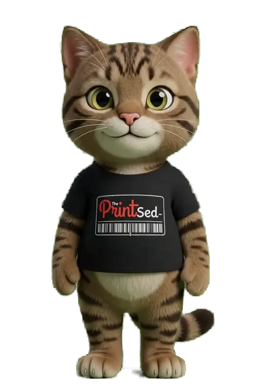 มาสคอตแมว The PrintSed กำลังโบกมือทักทาย